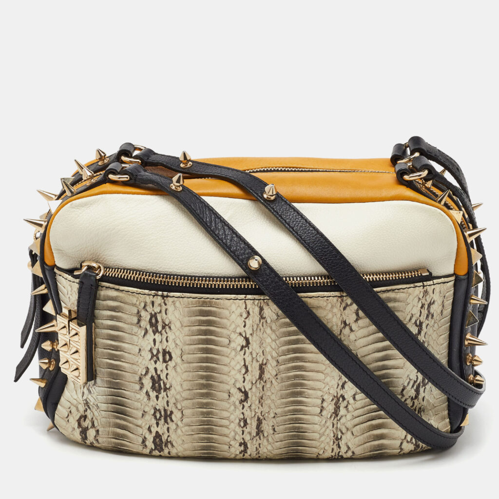 Christian Louboutin Tricolor Python and Leather Medium Roxanne Shoulder Bag Christian Louboutin Tricolor Python and Leather Medium Roxanne Shoulder Bag