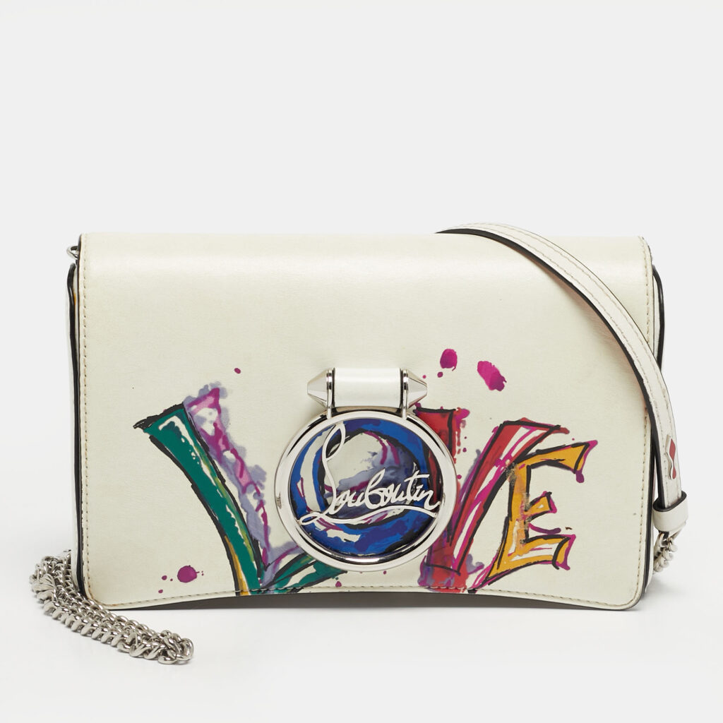 Christian Louboutin White Leather Rubylou Love Flap Shoulder Bag Christian Louboutin White Leather Rubylou Love Flap Shoulder Bag