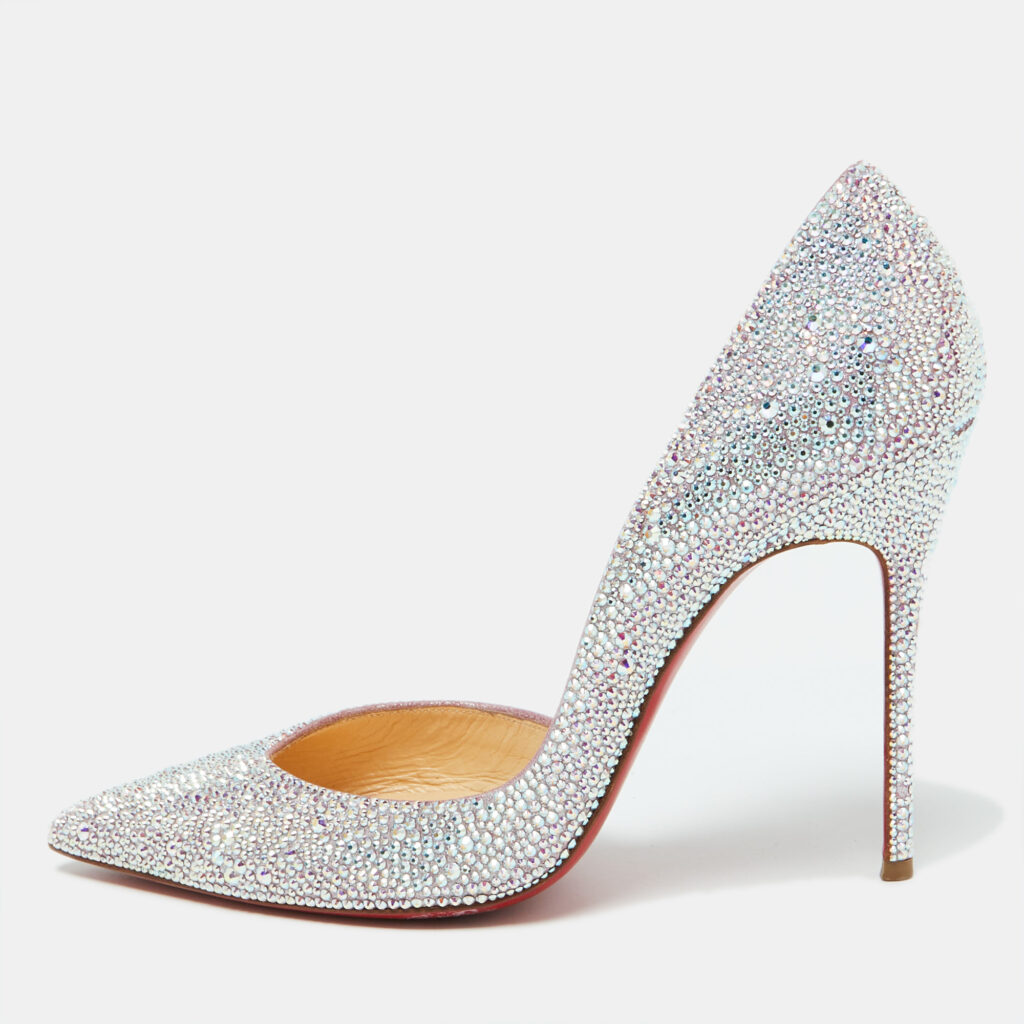 Christian Louboutin Metallic Leather Strass Crystal Iriza D'orsay Pumps Size 39 Christian Louboutin Metallic Leather Strass Crystal Iriza D'orsay Pumps Size 39
