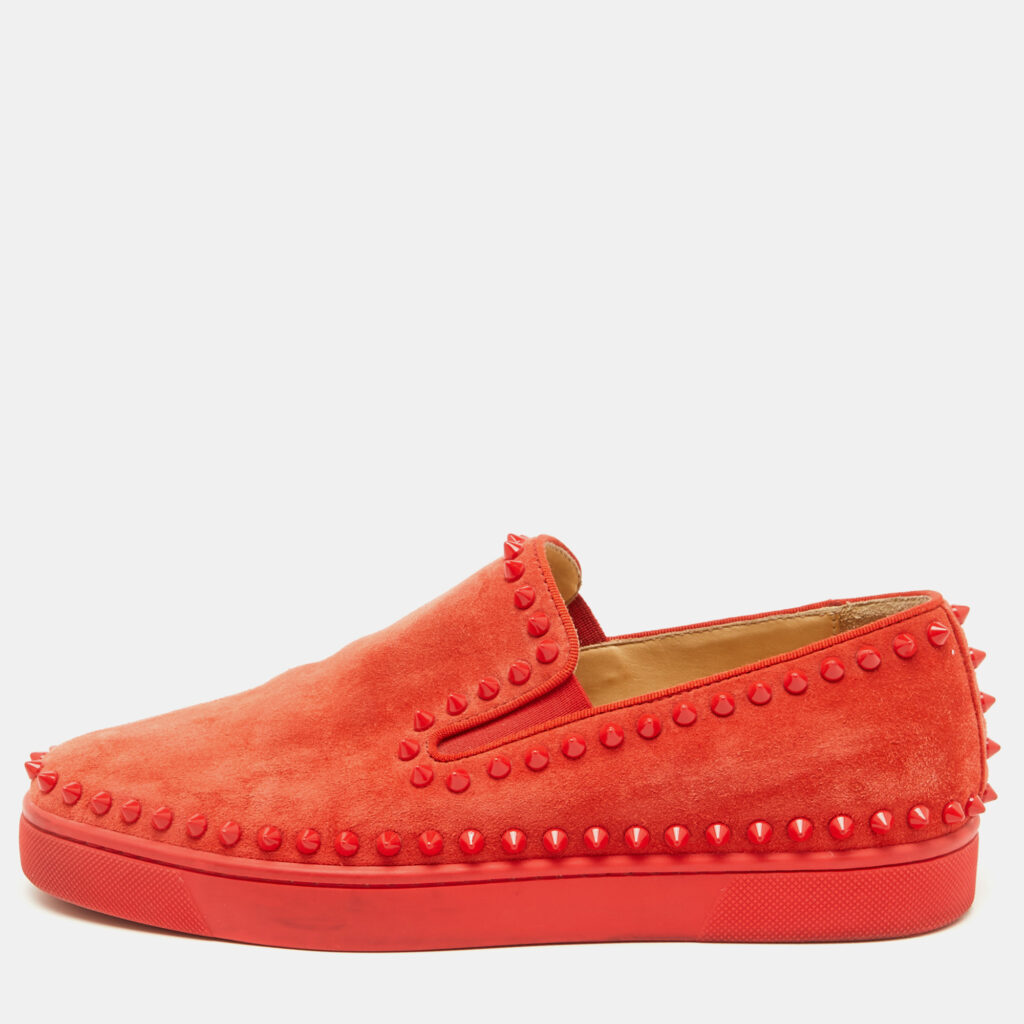 Christian Louboutin Red Suede Pik Boat Slip On Sneakers Size 39.5 Christian Louboutin Red Suede Pik Boat Slip On Sneakers Size 39.5