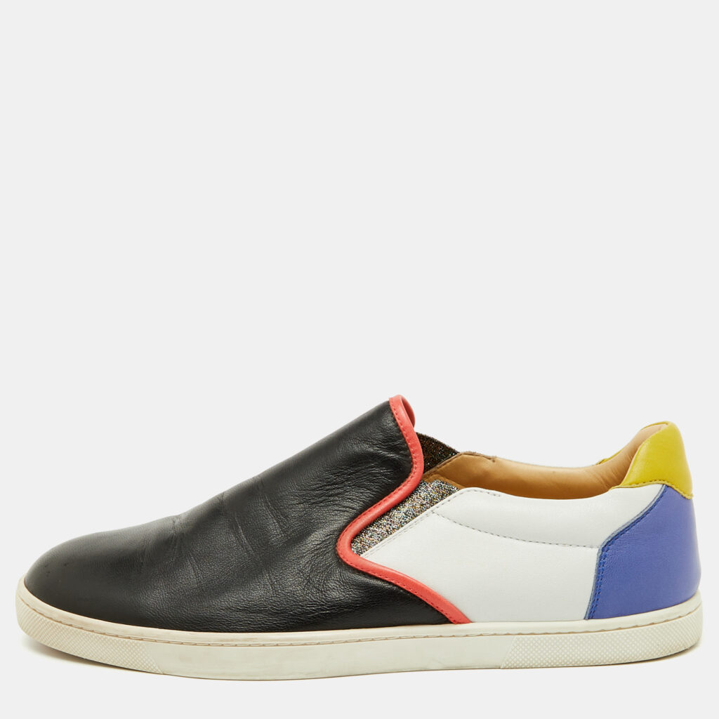 Christian Louboutin Multicolor Leather Pik Boat Slip On Sneakers Size 40.5 Christian Louboutin Multicolor Leather Pik Boat Slip On Sneakers Size 40.5