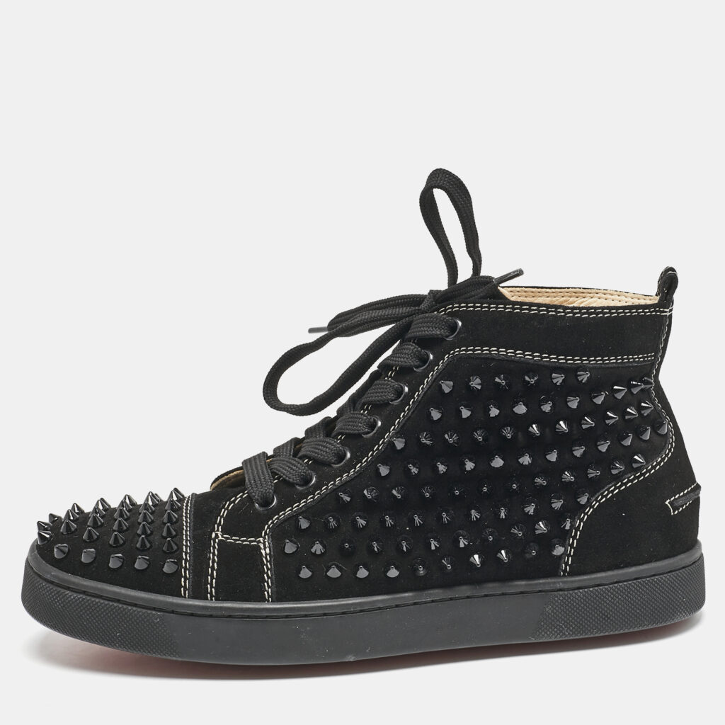 Christian Louboutin Black Suede Louis Spikes High Top Sneakers Size 39 Christian Louboutin Black Suede Louis Spikes High Top Sneakers Size 39