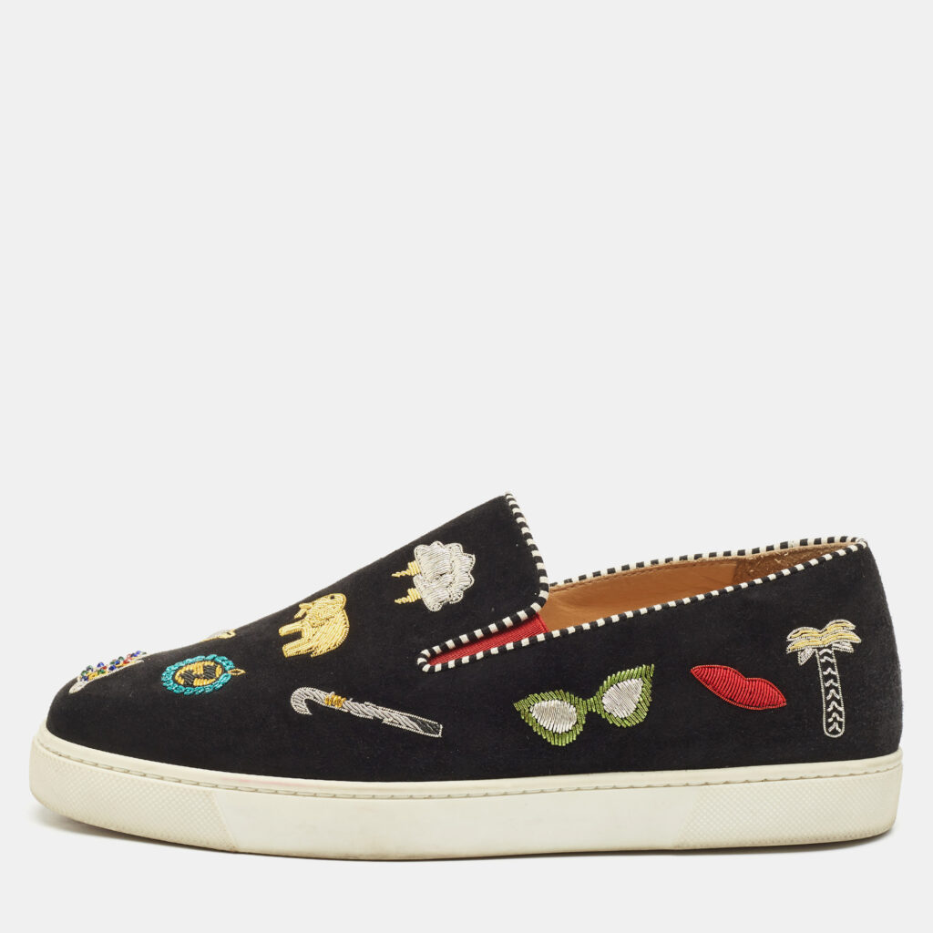 Christian Louboutin Black Suede Pik N Luck Sneakers Size 38 Christian Louboutin Black Suede Pik N Luck Sneakers Size 38