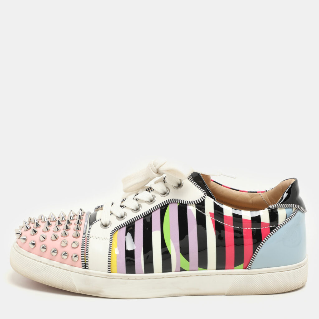 Christian Louboutin Multicolor Patent Leather Spike Trainers Sneakers Size 37 Christian Louboutin Multicolor Patent Leather Spike Trainers Sneakers Size 37