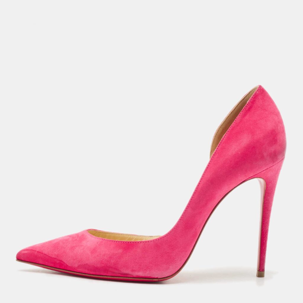 luxury-women-christian-louboutin-used-shoes-p1150598-003-1.jpg Christian Louboutin Pink Suede Iriza D'orsay Pumps Size 38