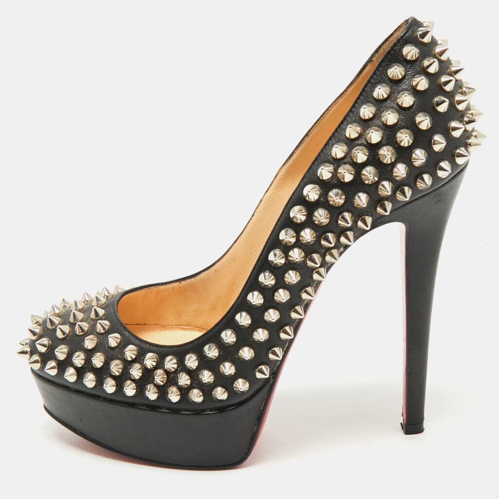 Christian Louboutin Black Leather Bianca Spike Platform Pumps Size 35 Christian Louboutin Black Leather Bianca Spike Platform Pumps Size 35