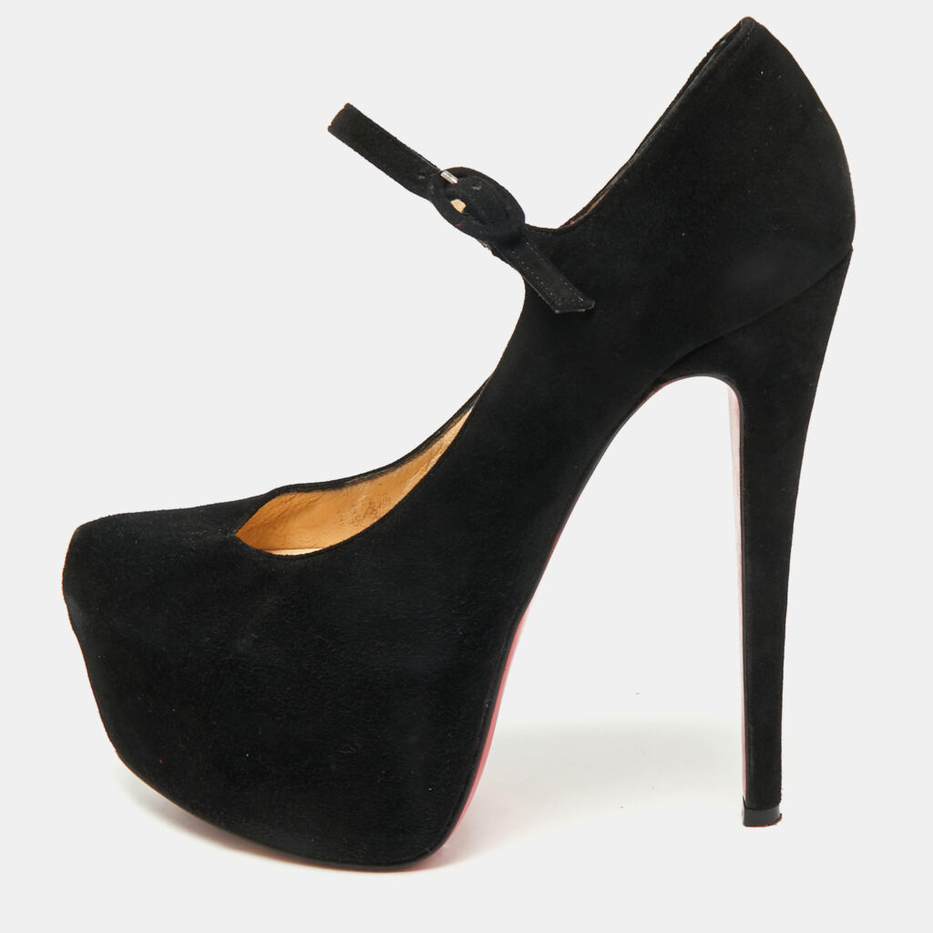 Christian Louboutin Black Suede Lady Daf Mary Jane Pumps Size 35.5 Christian Louboutin Black Suede Lady Daf Mary Jane Pumps Size 35.5