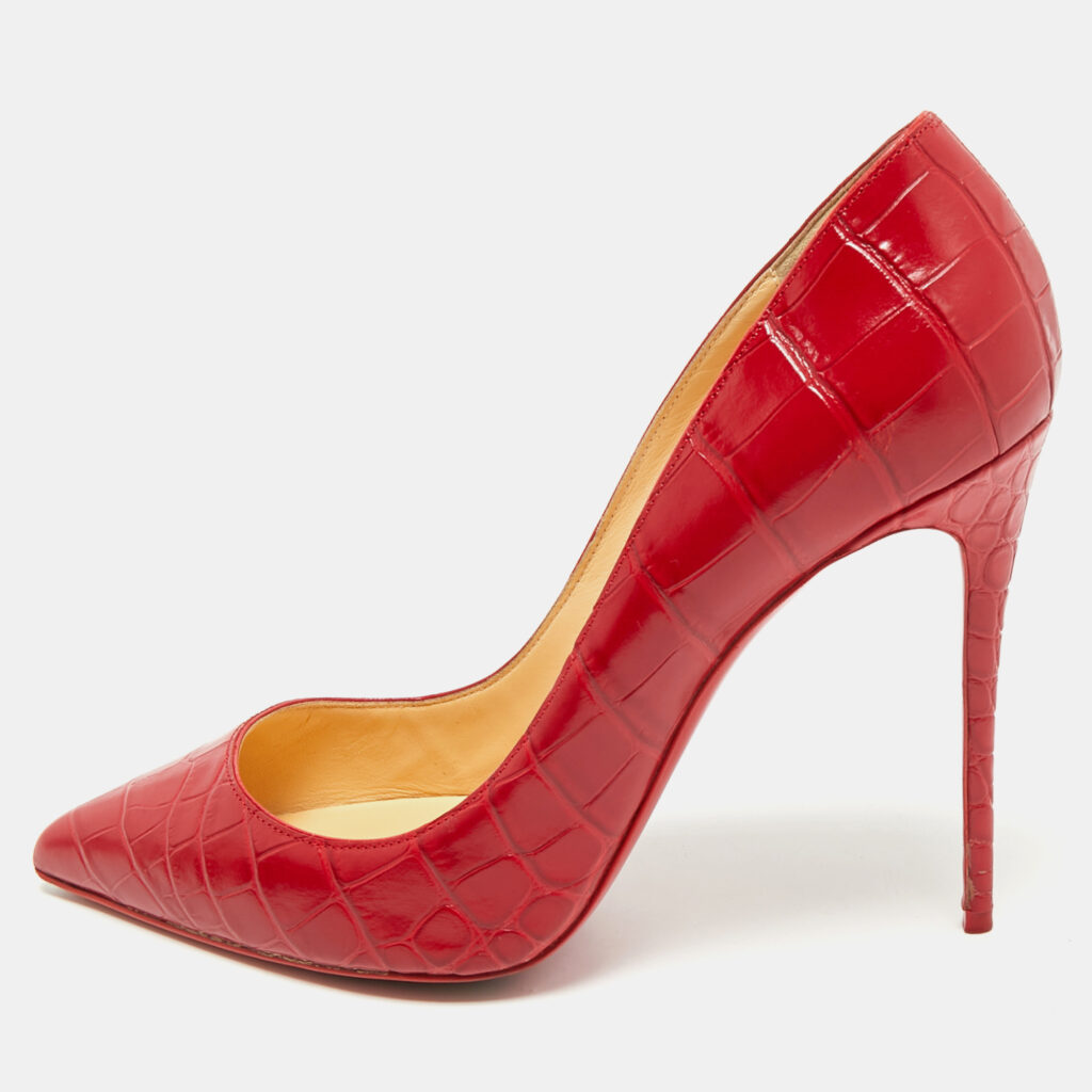 Christian Louboutin Red Croc Embossed Leather Pigalle Follies Pumps Size 40 Christian Louboutin Red Croc Embossed Leather Pigalle Follies Pumps Size 40