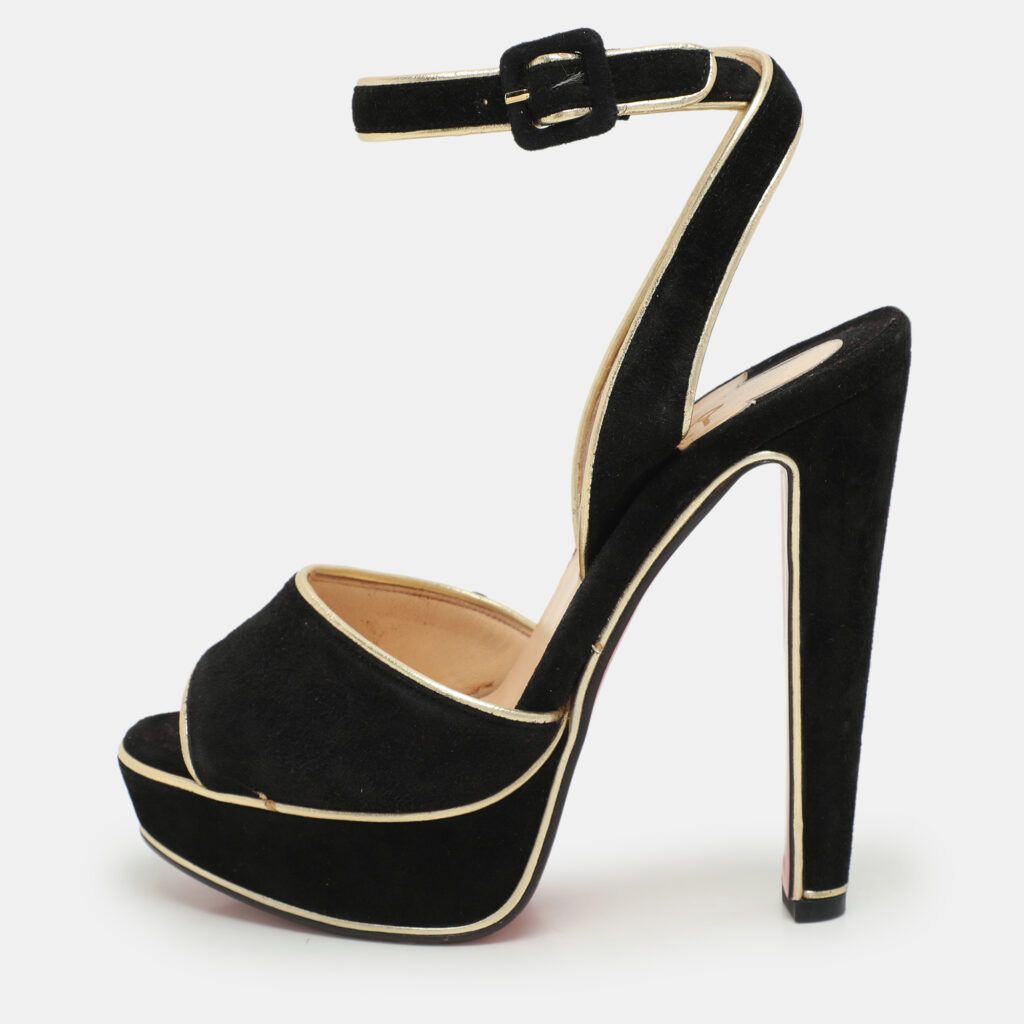 Christian Louboutin Burgundy Suede LouLou Dance Platform Ankle Strap Sandals Size 36