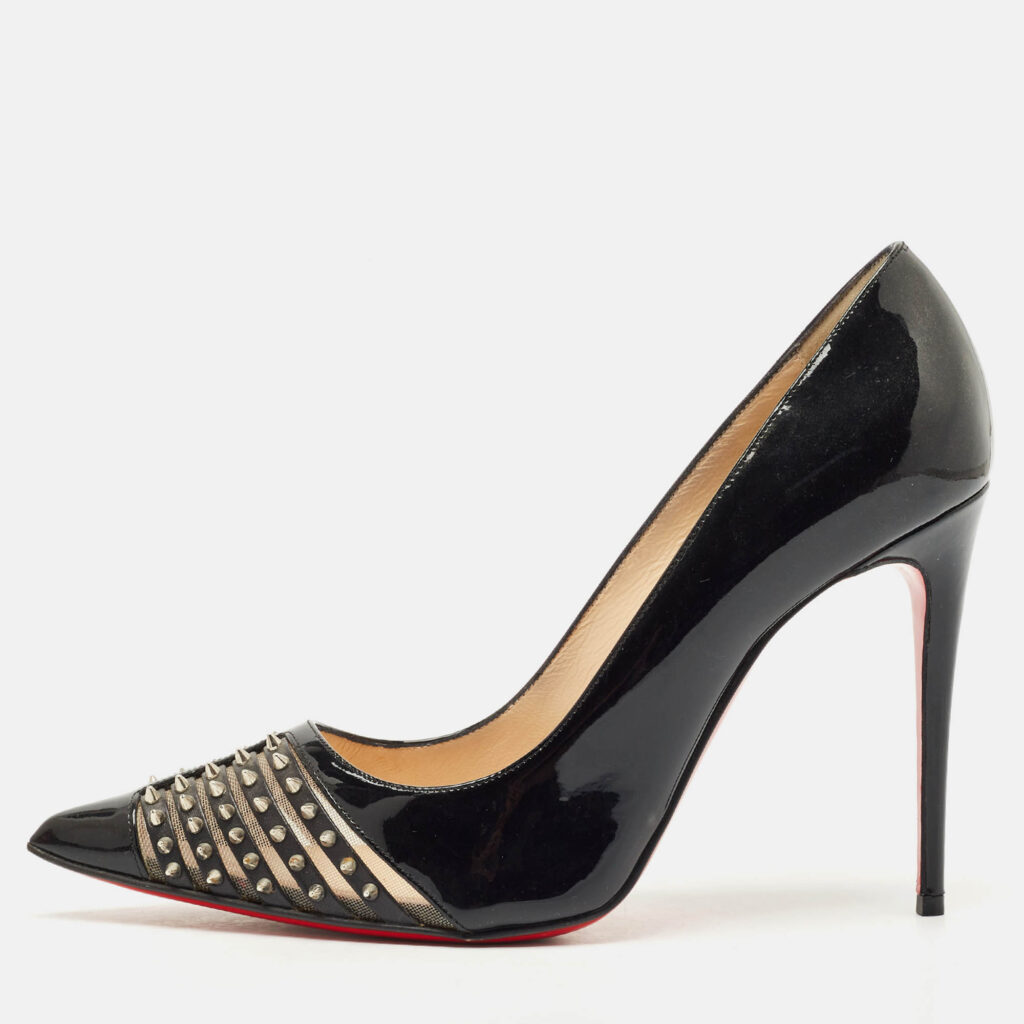 Christian Louboutin Black Patent Leather Bareta Pumps Size 38.5