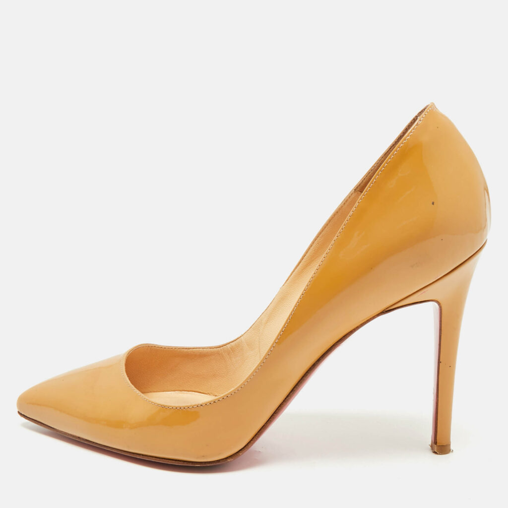 Christian Louboutin Beige Patent Leather Pigalle Pumps Size 37