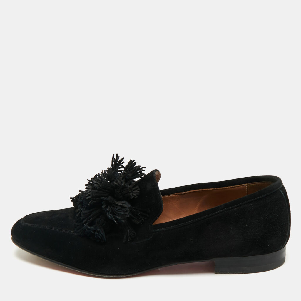 Christian Louboutin Black Suede Tassel Accents Loafers Size 43 Christian Louboutin Black Suede Tassel Accents Loafers Size 43