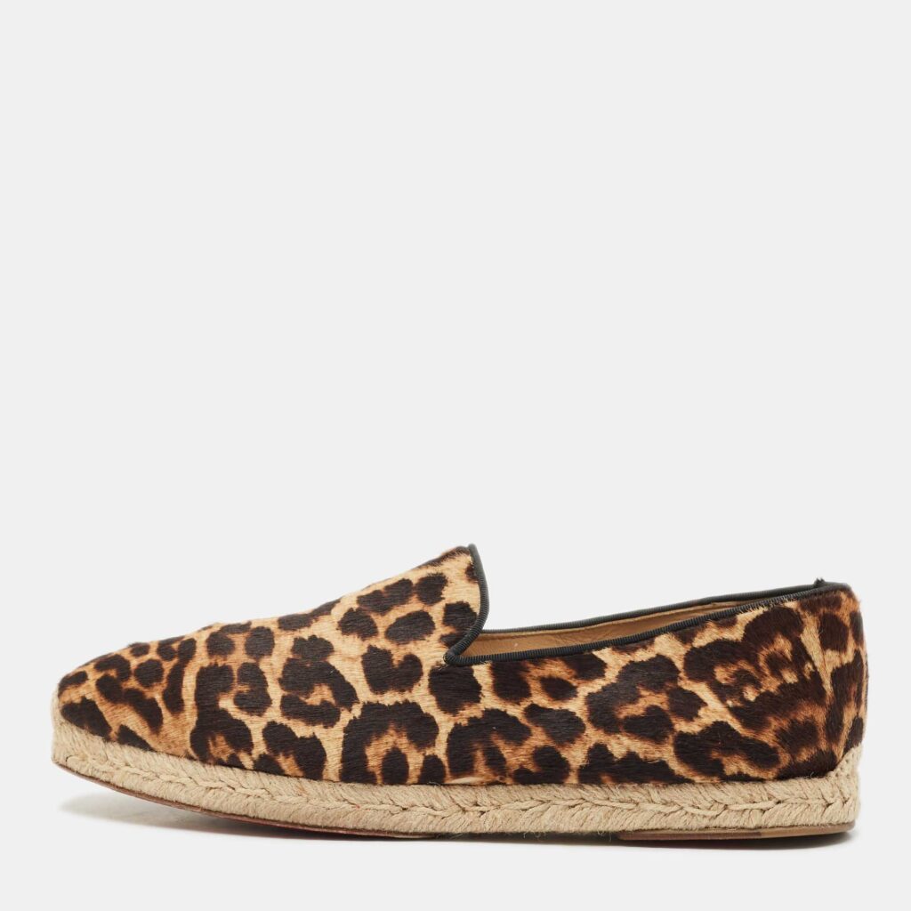Christian Louboutin Two Tone Calf Hair Galia Espadrille Flats Size 42