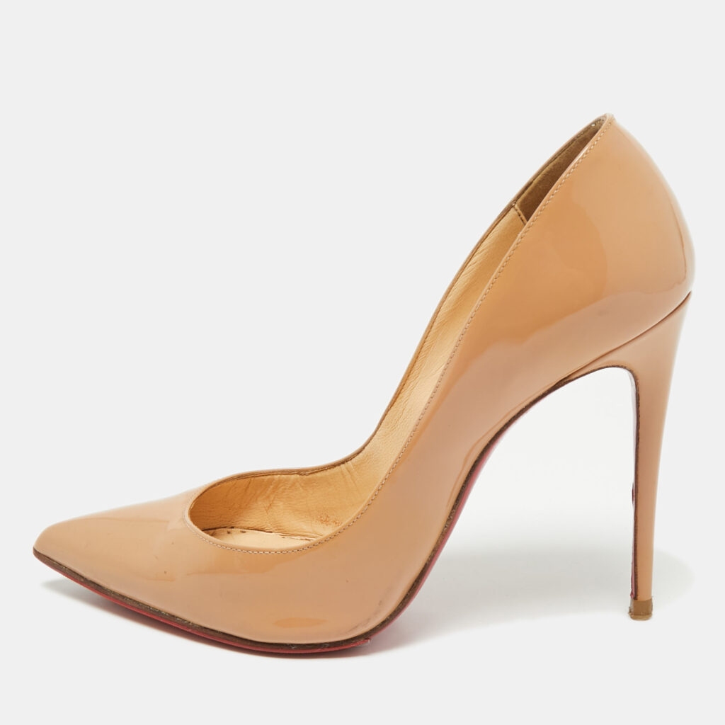 Christian Louboutin Beige Patent Leather Pigalle Pumps Size 36.5