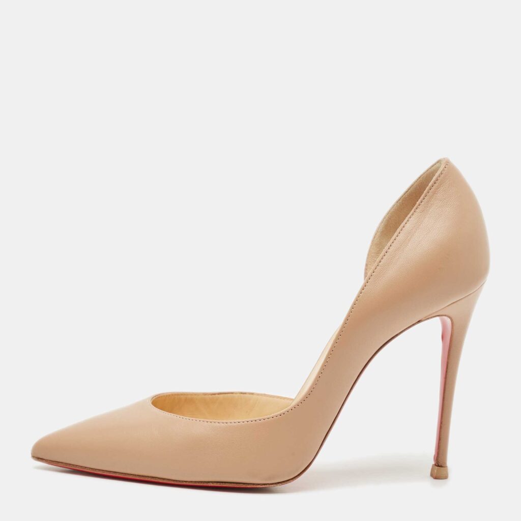 Christian Louboutin Beige Leather Iriza D'orsay Pumps Size 38 Christian Louboutin Beige Leather Iriza D'orsay Pumps Size 38