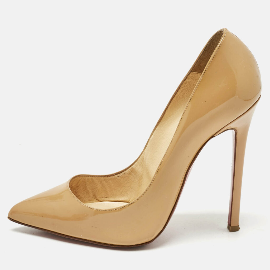 Christian Louboutin Beige Patent Leather Pigalle Pumps Size 37.5 Christian Louboutin Beige Patent Leather Pigalle Pumps Size 37.5