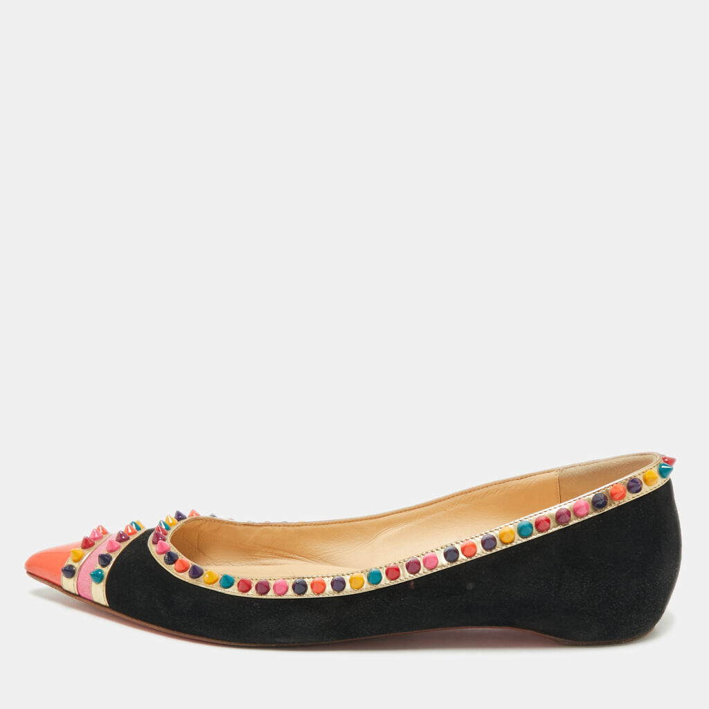 Christian Louboutin Tricolor Suede and Patent Leather Malabar Hill Ballet Flats Size 40.5 Christian Louboutin Tricolor Suede and Patent Leather Malabar Hill Ballet Flats Size 40.5