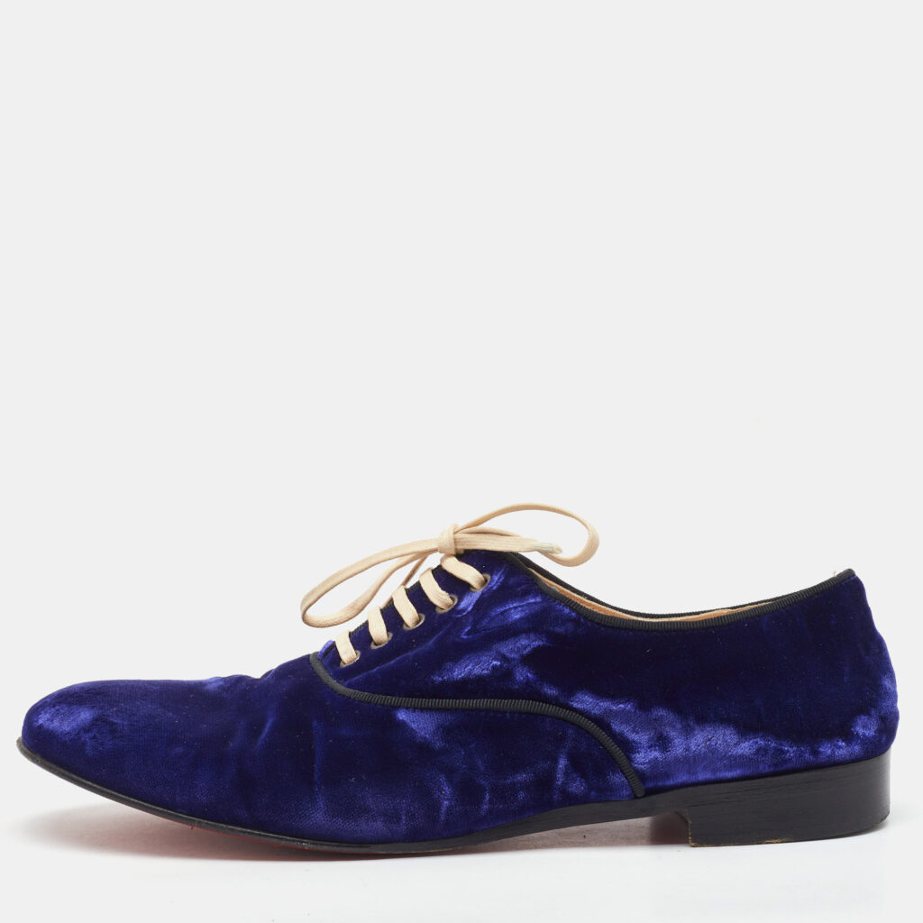 Christian Louboutin Blue Velvet Lace Up Oxford Size 38.5 Christian Louboutin Blue Velvet Lace Up Oxford Size 38.5