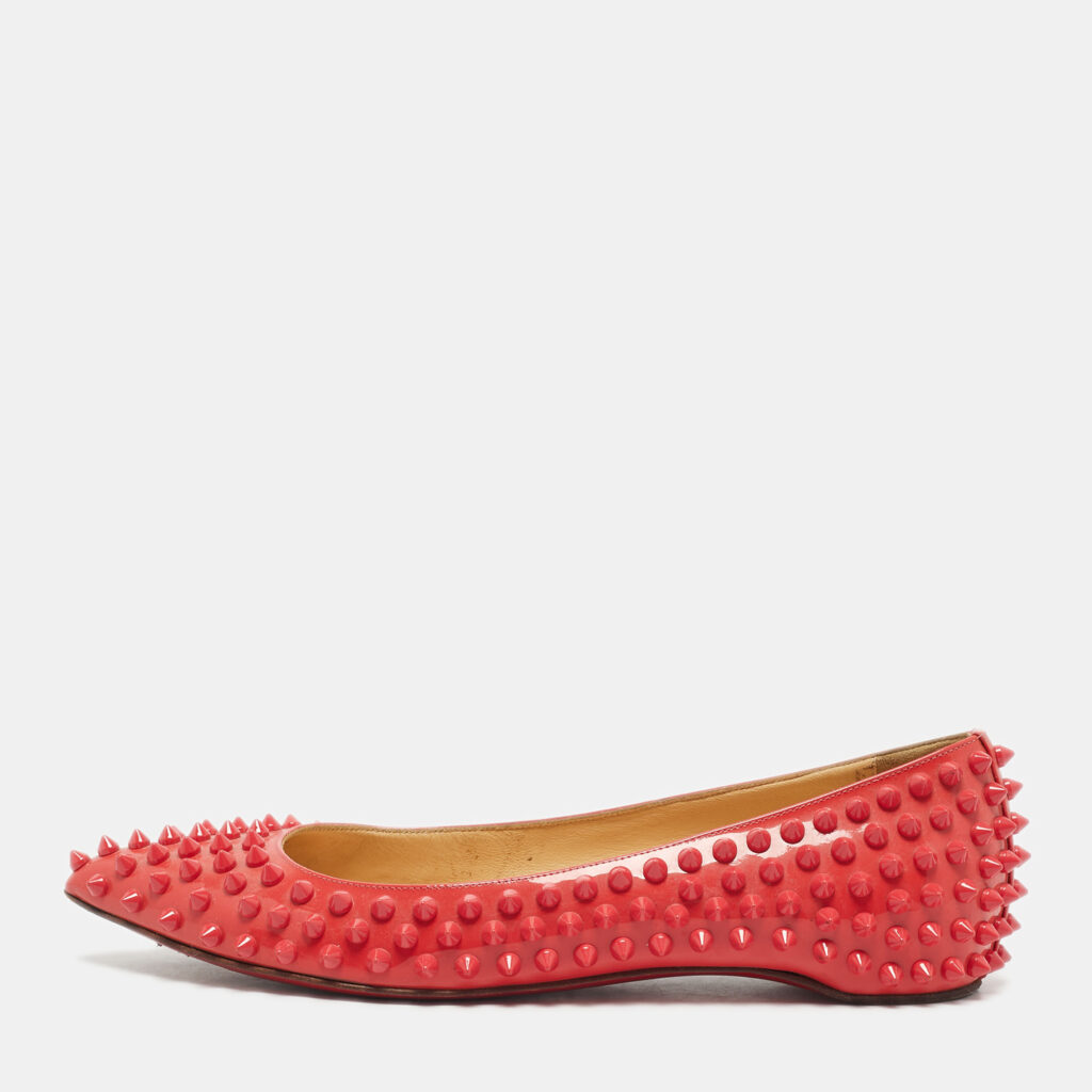 Christian Louboutin Red Patent Leather Pigalle Spikes Ballet Flats Size 37.5 Christian Louboutin Red Patent Leather Pigalle Spikes Ballet Flats Size 37.5