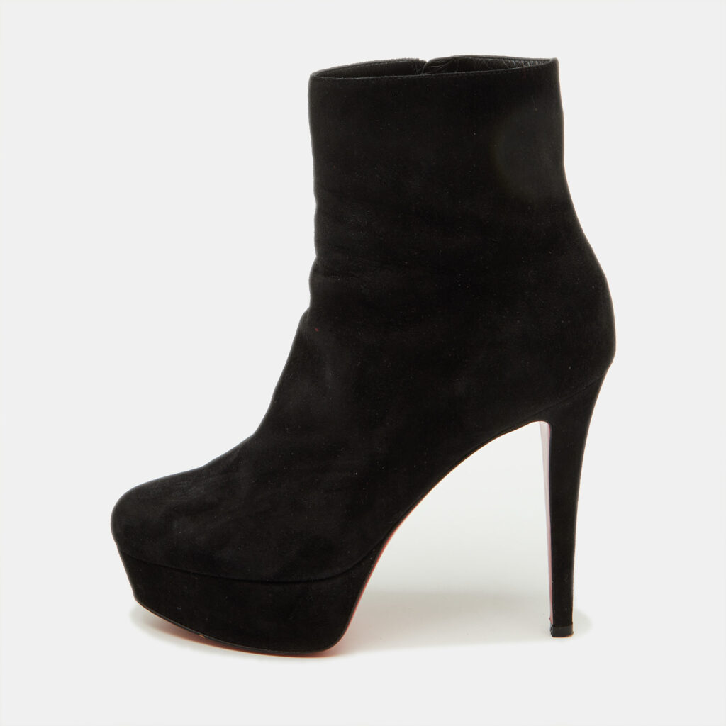 Christian Louboutin Black Suede Lady Daf Booty Platform Ankle Boots Size 37 Christian Louboutin Black Suede Lady Daf Booty Platform Ankle Boots Size 37