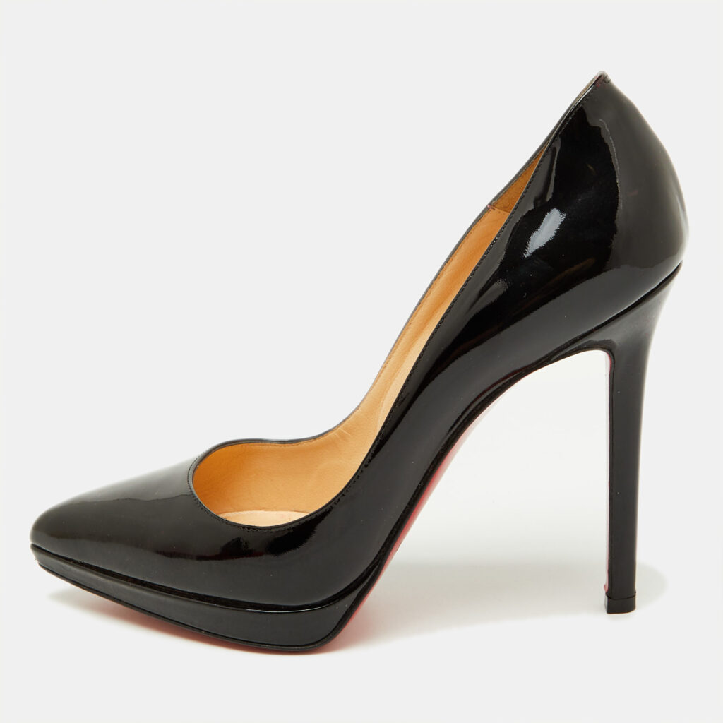 Christian Louboutin Black Patent Leather Pigalle Plato Pointed Toe Pumps Size 37.5 Christian Louboutin Black Patent Leather Pigalle Plato Pointed Toe Pumps Size 37.5