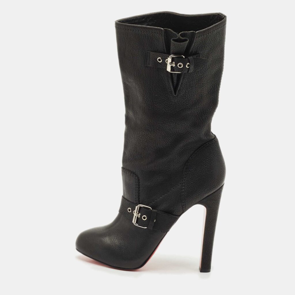 Christian Louboutin Black Leather Flanavec Mid Calf Boots Size 40 Christian Louboutin Black Leather Flanavec Mid Calf Boots Size 40