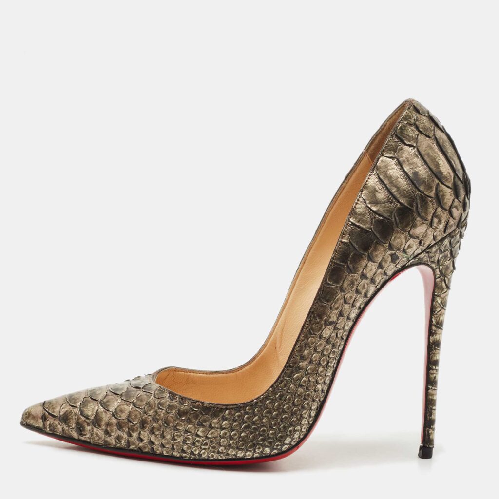 Christian Louboutin Metallic Python So Kate Pumps Size 38.5