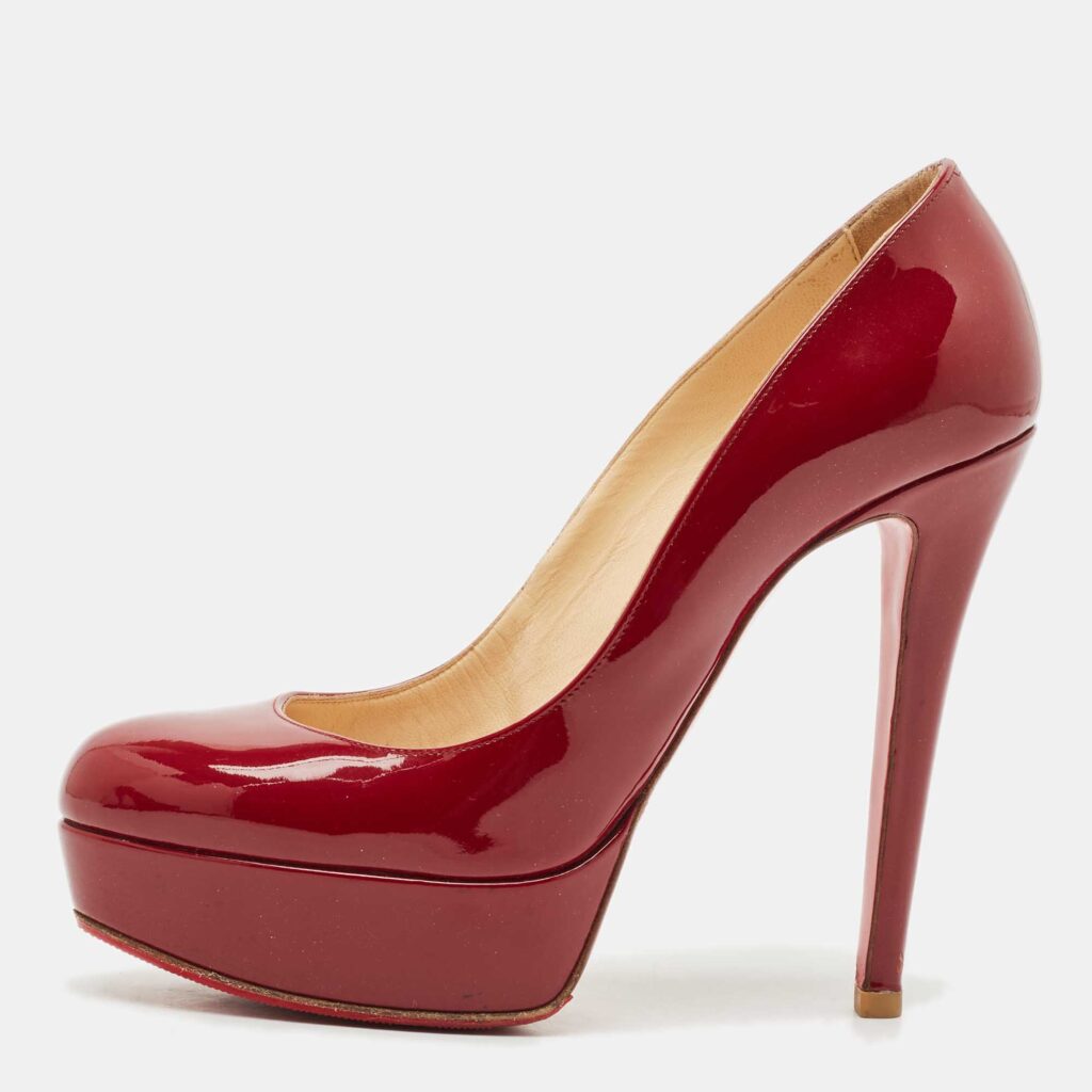 Christian Louboutin Burgundy Patent Leather Bianca Platform Pumps Size 37 Christian Louboutin Burgundy Patent Leather Bianca Platform Pumps Size 37