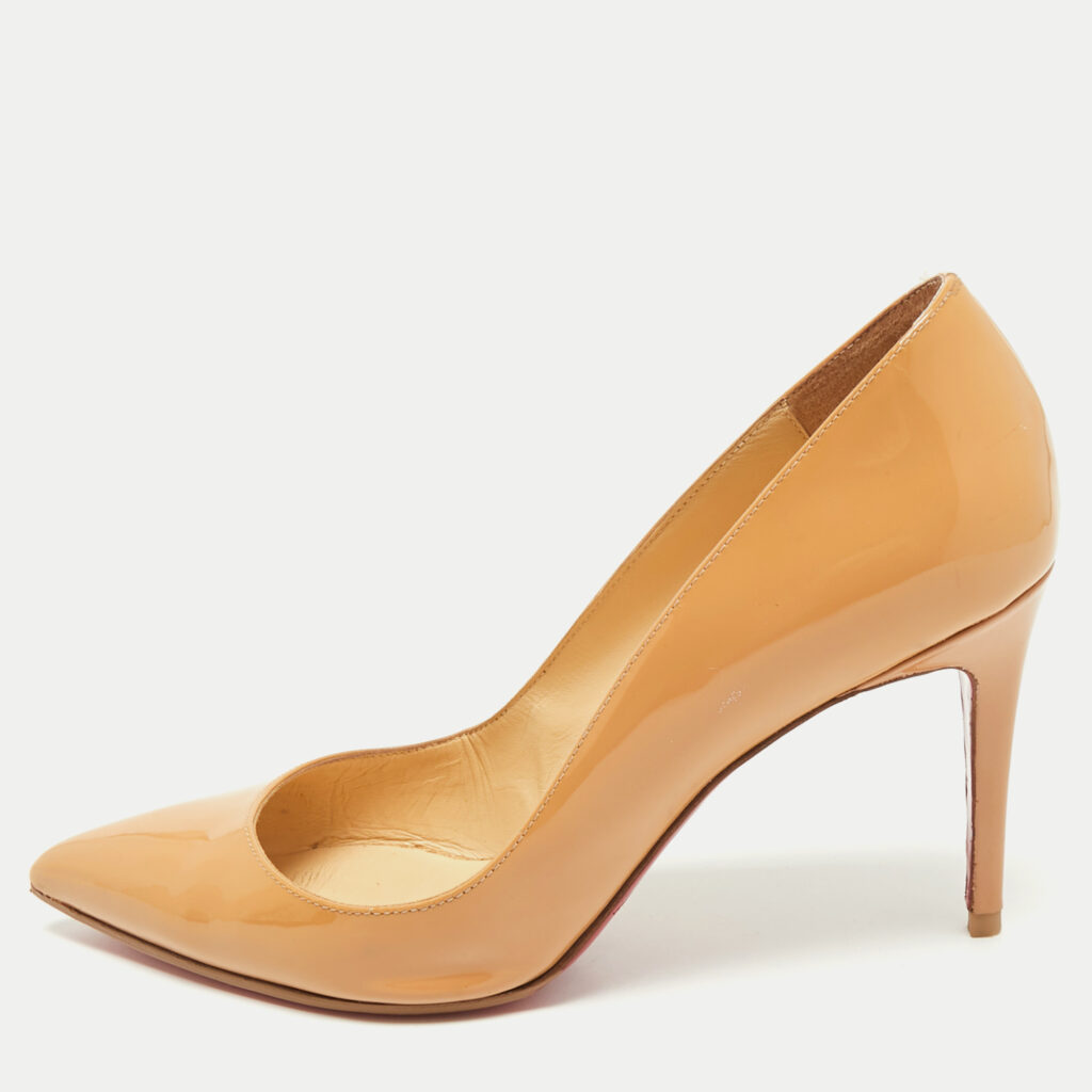 Christian Louboutin Beige Patent Leather Pigalle Pumps Size 39.5