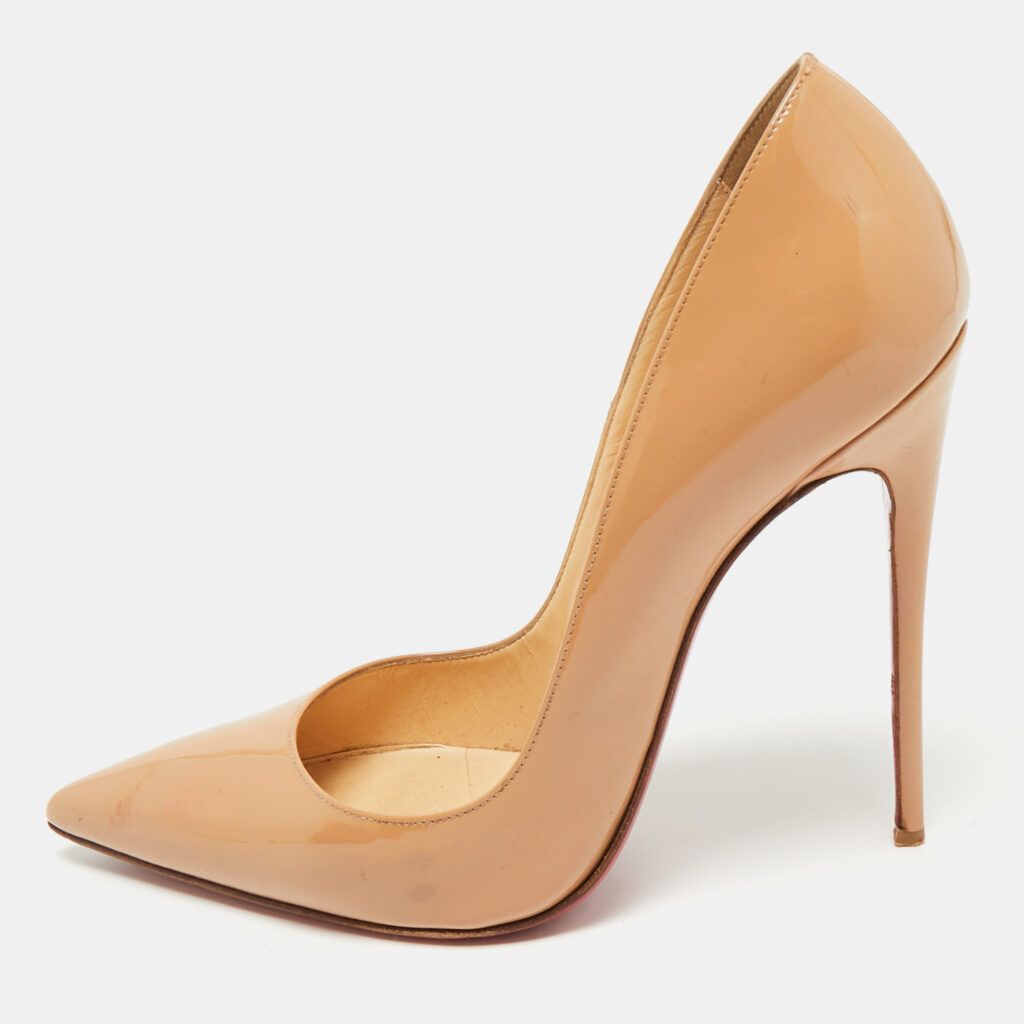 Christian Louboutin Beige Patent Leather So Kate Pumps Size 38.5