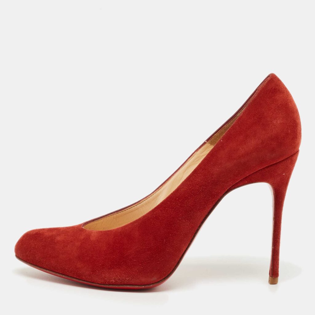 Christian Louboutin Red Suede Simple Pumps Size 37.5