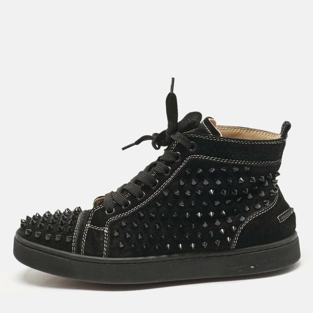 Christian Louboutin Black Suede Lou Spikes Sneakers Size 39.5 Christian Louboutin Black Suede Lou Spikes Sneakers Size 39.5