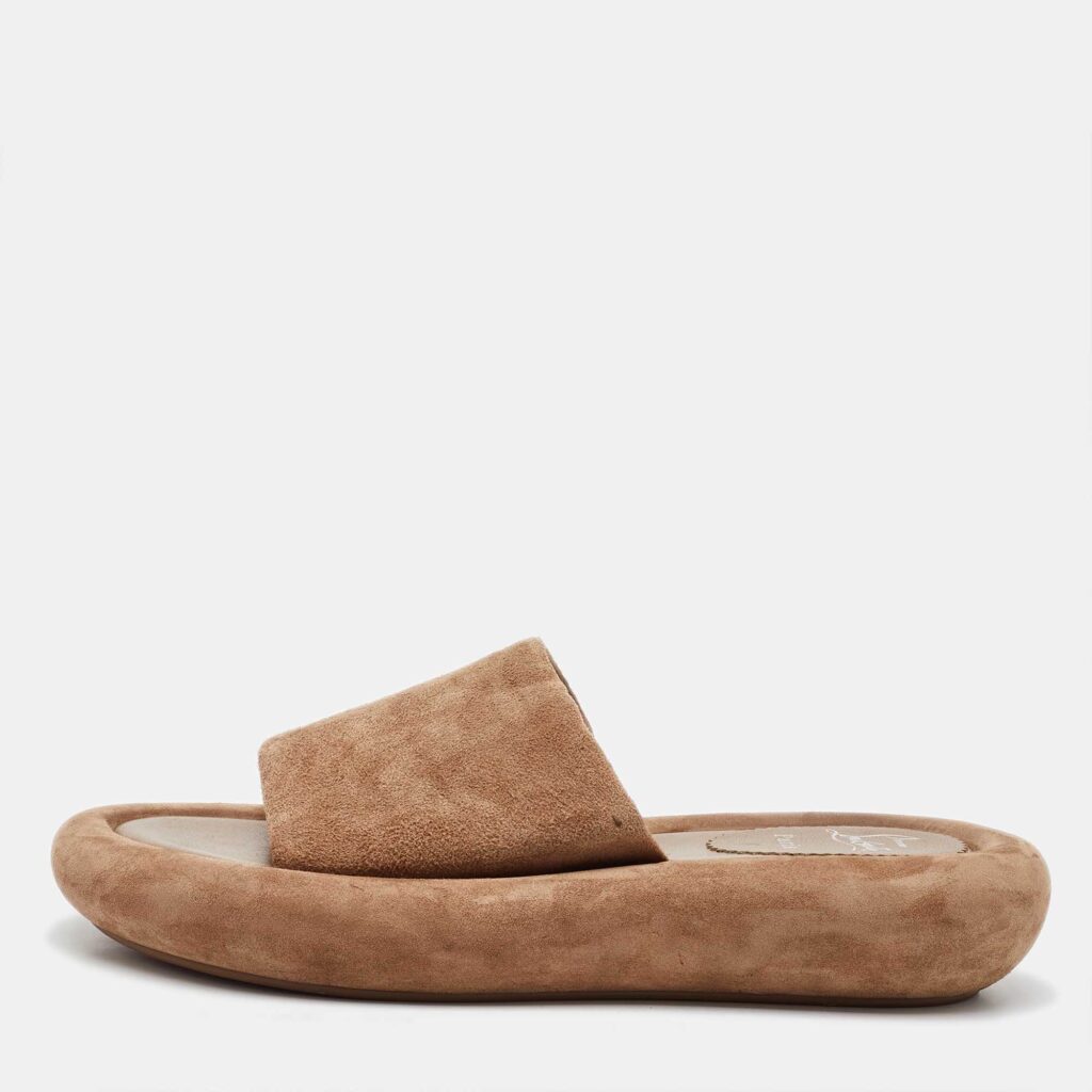 Christian Louboutin Brown Suede Holy Summer Crumble Slide Sandals Size 39.5 Christian Louboutin Brown Suede Holy Summer Crumble Slide Sandals Size 39.5