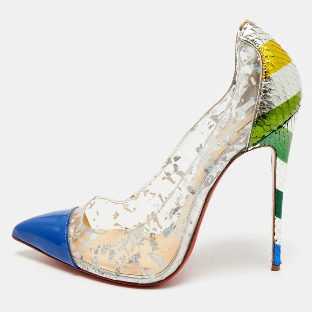 Christian Louboutin Multicolor PVC and Snakeskin Embossed Leather Debout Pumps Size 40 Christian Louboutin Multicolor PVC and Snakeskin Embossed Leather Debout Pumps Size 40
