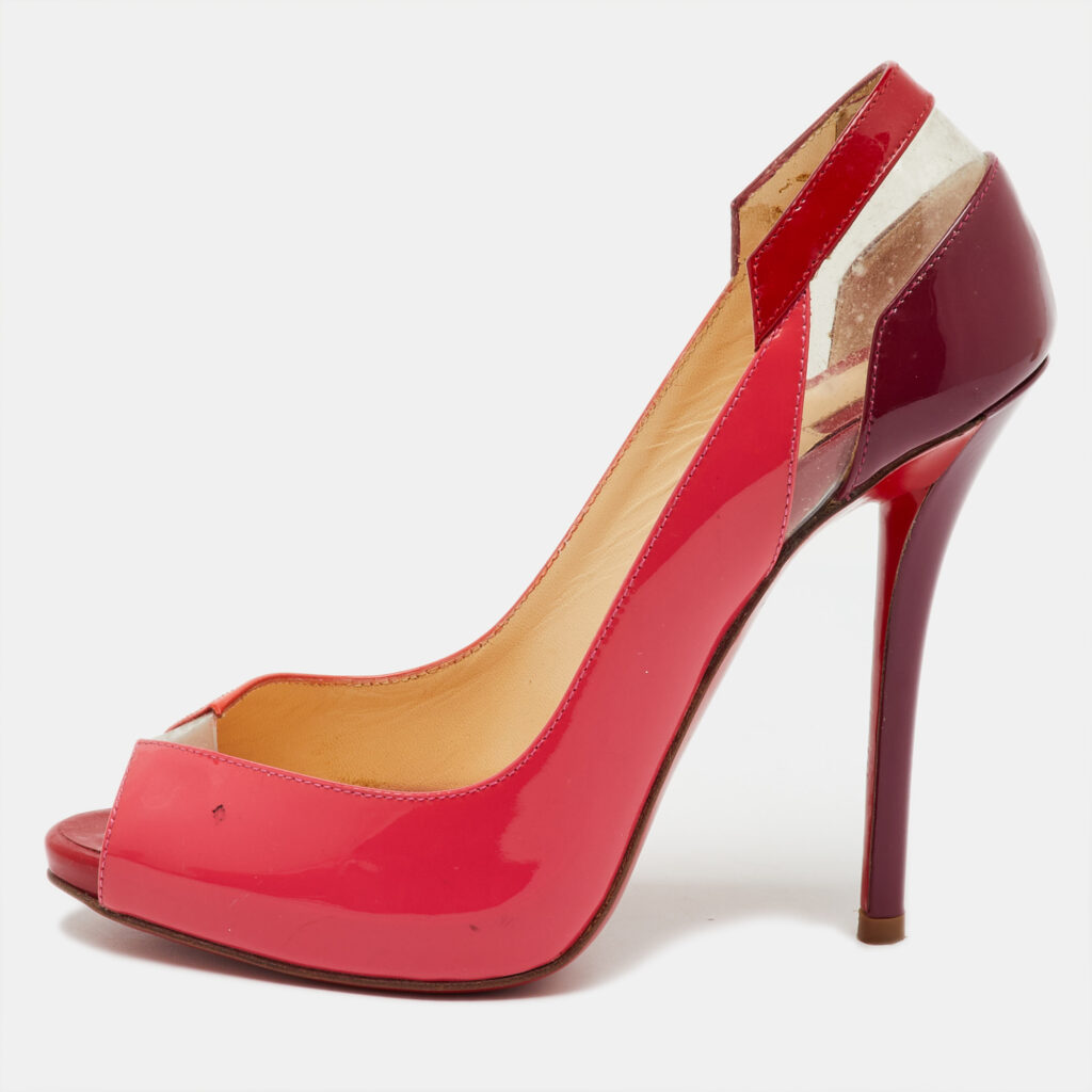Christian Louboutin Multicolor Patent Leather and PVC Peep Toe Pumps Size 35 Christian Louboutin Multicolor Patent Leather and PVC Peep Toe Pumps Size 35
