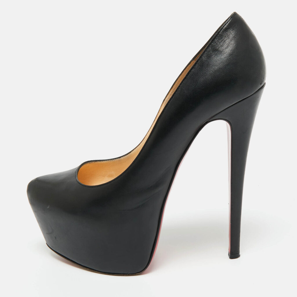 Christian Louboutin Black Leather Daffodile Platform Pumps Size 39.5 Christian Louboutin Black Leather Daffodile Platform Pumps Size 39.5