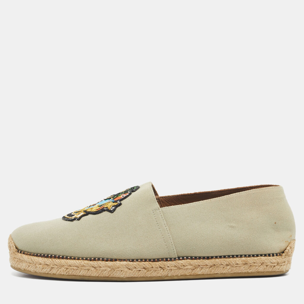 Christian Louboutin Light Green Canvas Cairo Loubi Espadrille Loafers Size 40 Christian Louboutin Light Green Canvas Cairo Loubi Espadrille Loafers Size 40