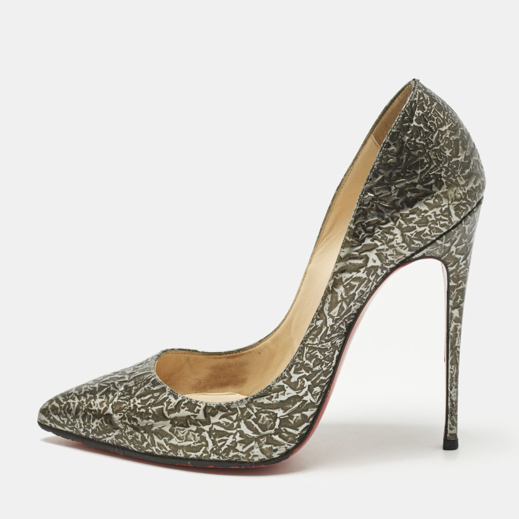 Christian Louboutin Brown Texture Leather Pigalle Follies Pumps Size 38