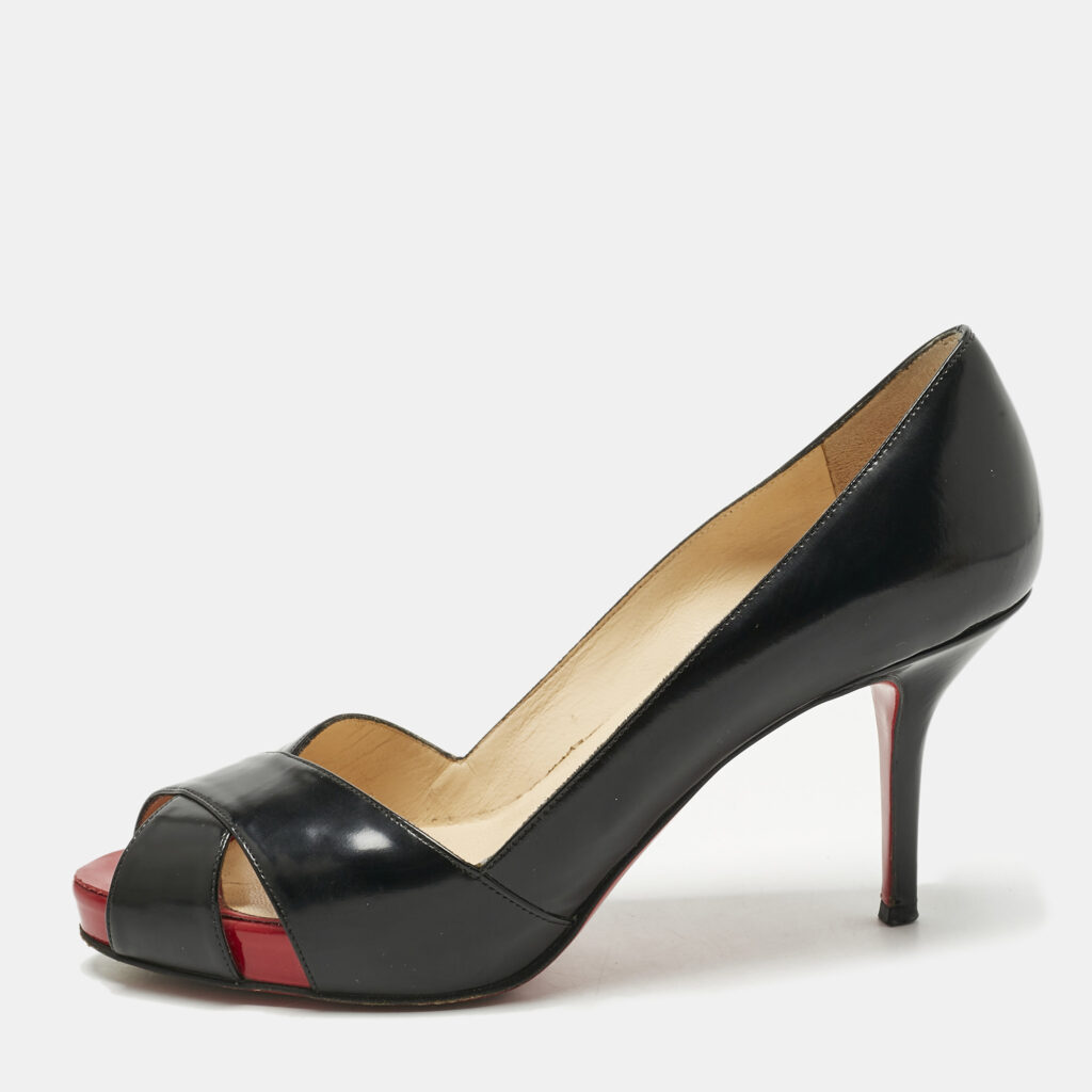 Christian Louboutin Black Leather Shelley Peep Toe Pumps Size 36.5 Christian Louboutin Black Leather Shelley Peep Toe Pumps Size 36.5