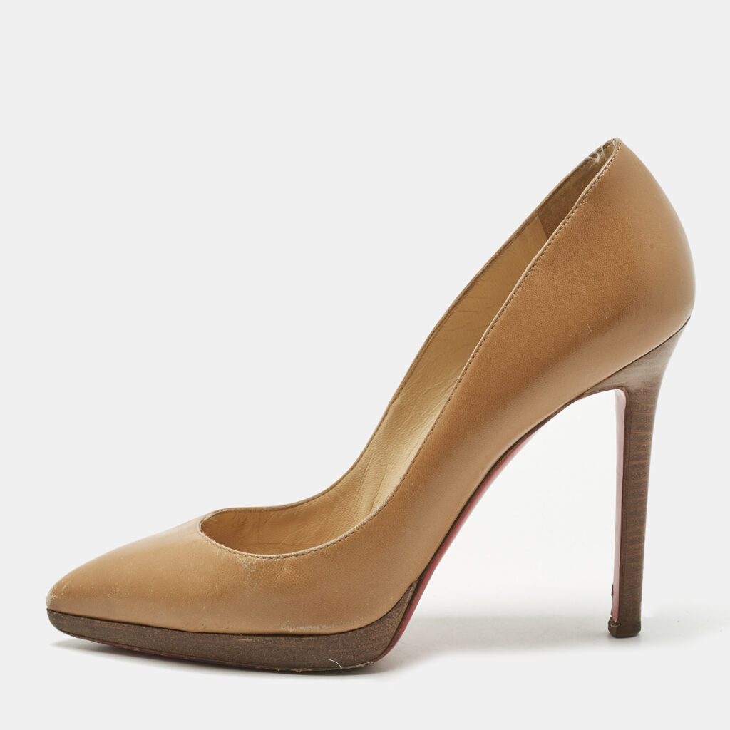 Christian Louboutin Beige Leather Pigalle Plato Pumps Size 36