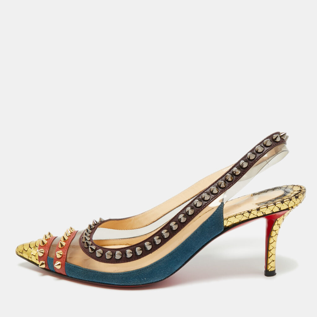 Christian Louboutin Multicolor PVC and Python Embossed Leather Paulina Pumps Size 36 Christian Louboutin Multicolor PVC and Python Embossed Leather Paulina Pumps Size 36