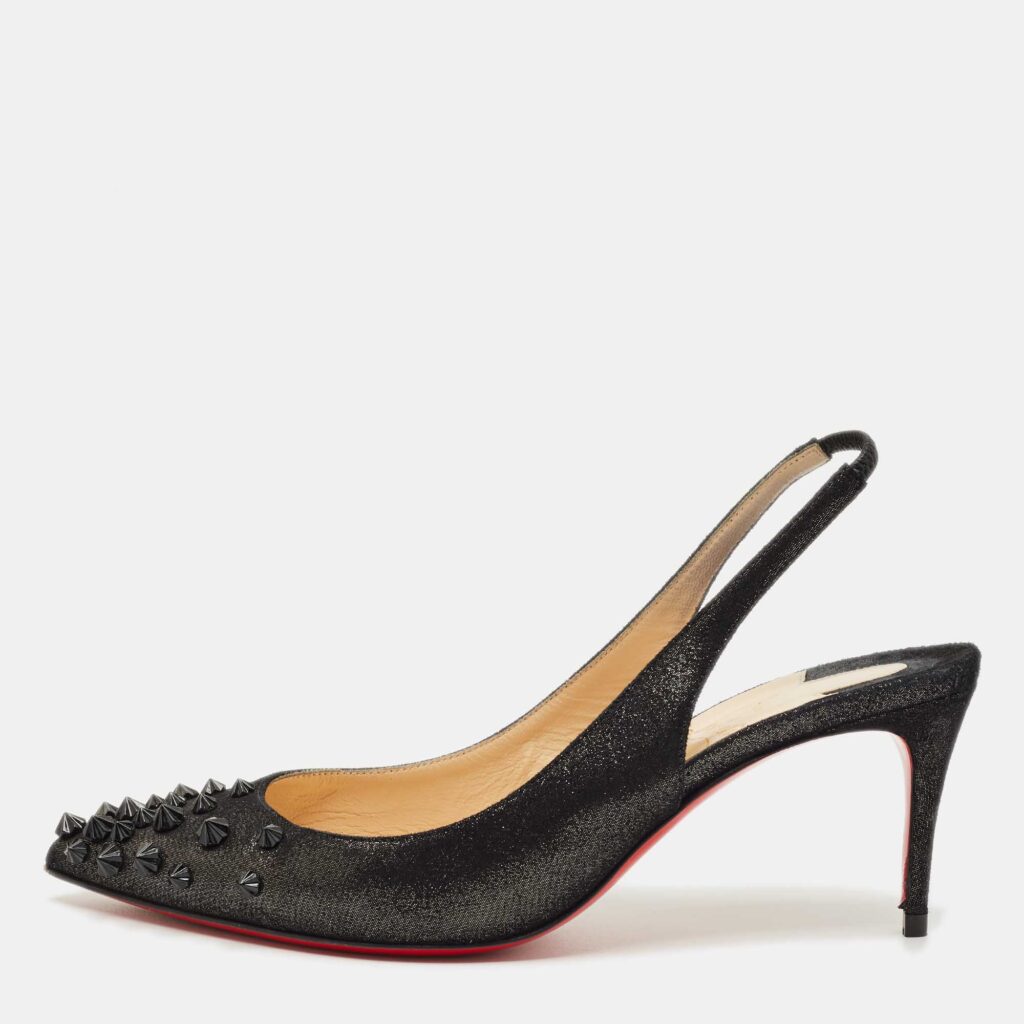 Christian Louboutin Black Suede Drama Spikes Slingback Pumps Size 36 Christian Louboutin Black Suede Drama Spikes Slingback Pumps Size 36