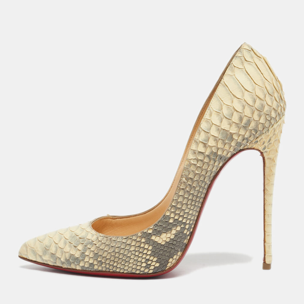 Christian Louboutin Cream Python Leather Pigalle Follies Pumps Size 37.5 Christian Louboutin Cream Python Leather Pigalle Follies Pumps Size 37.5