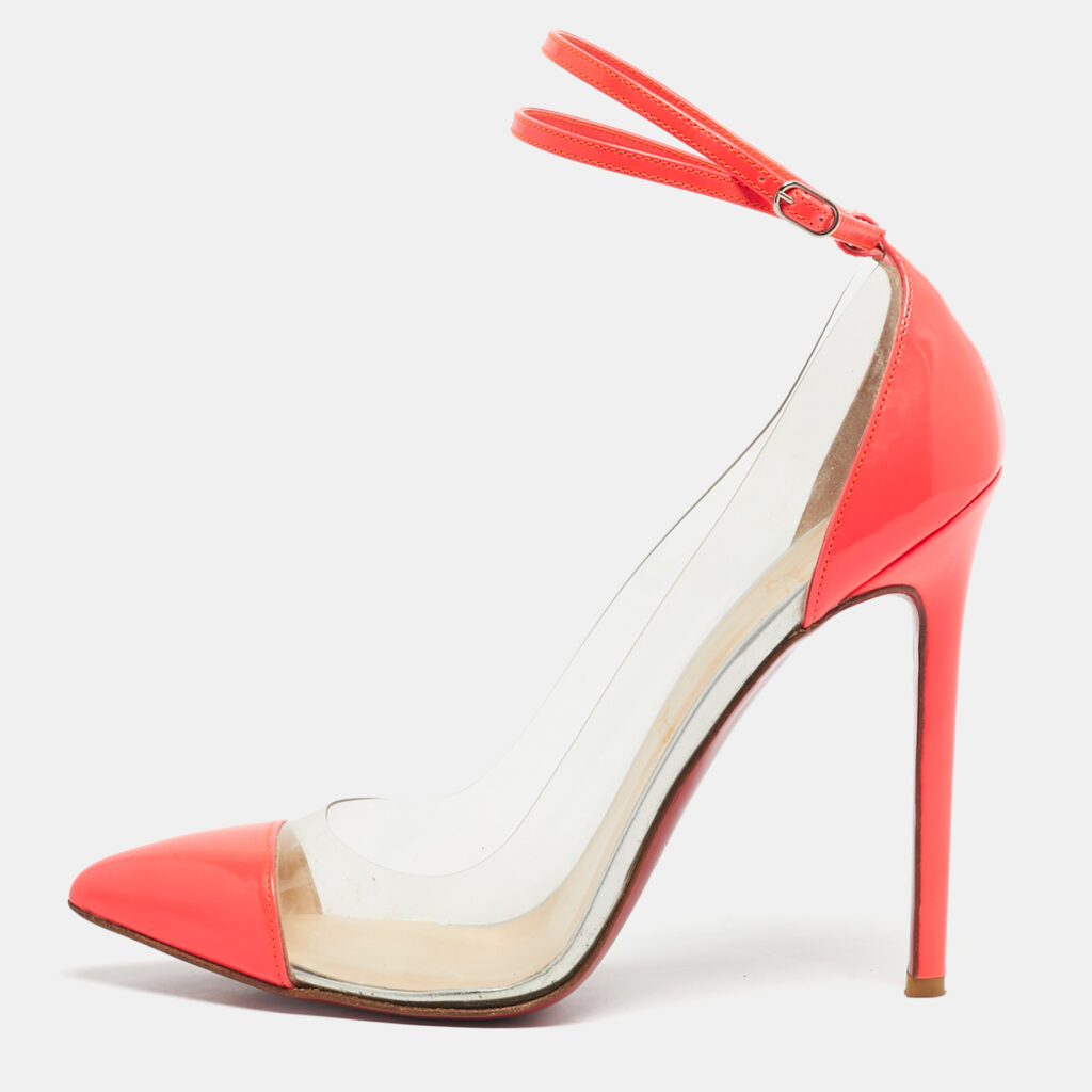 Christian Louboutin Pink Patent Leather and PVC Bis Un Bout Mary Jane Pumps Size 37.5 Christian Louboutin Pink Patent Leather and PVC Bis Un Bout Mary Jane Pumps Size 37.5