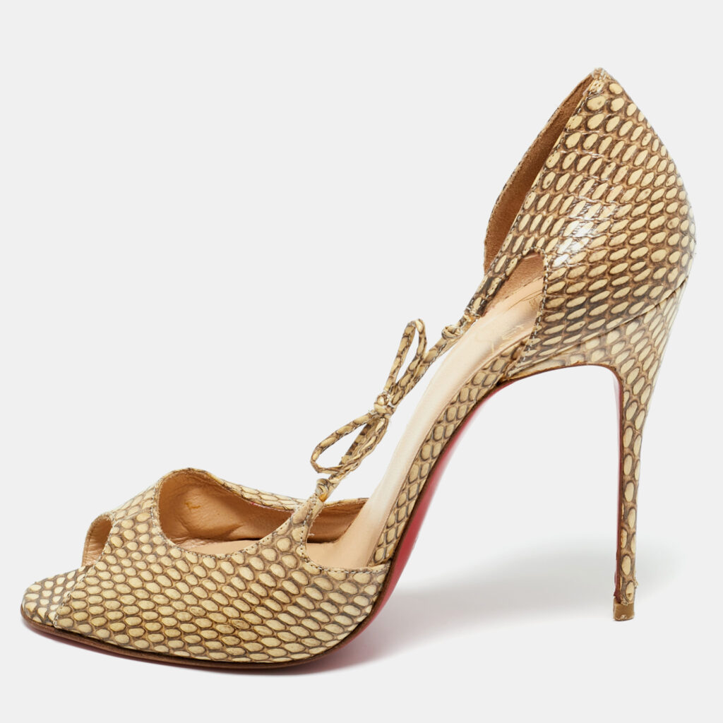 Christian Louboutin Beige Snakeskin Leather Delico D'orsay Pumps Size 36.5 Christian Louboutin Beige Snakeskin Leather Delico D'orsay Pumps Size 36.5