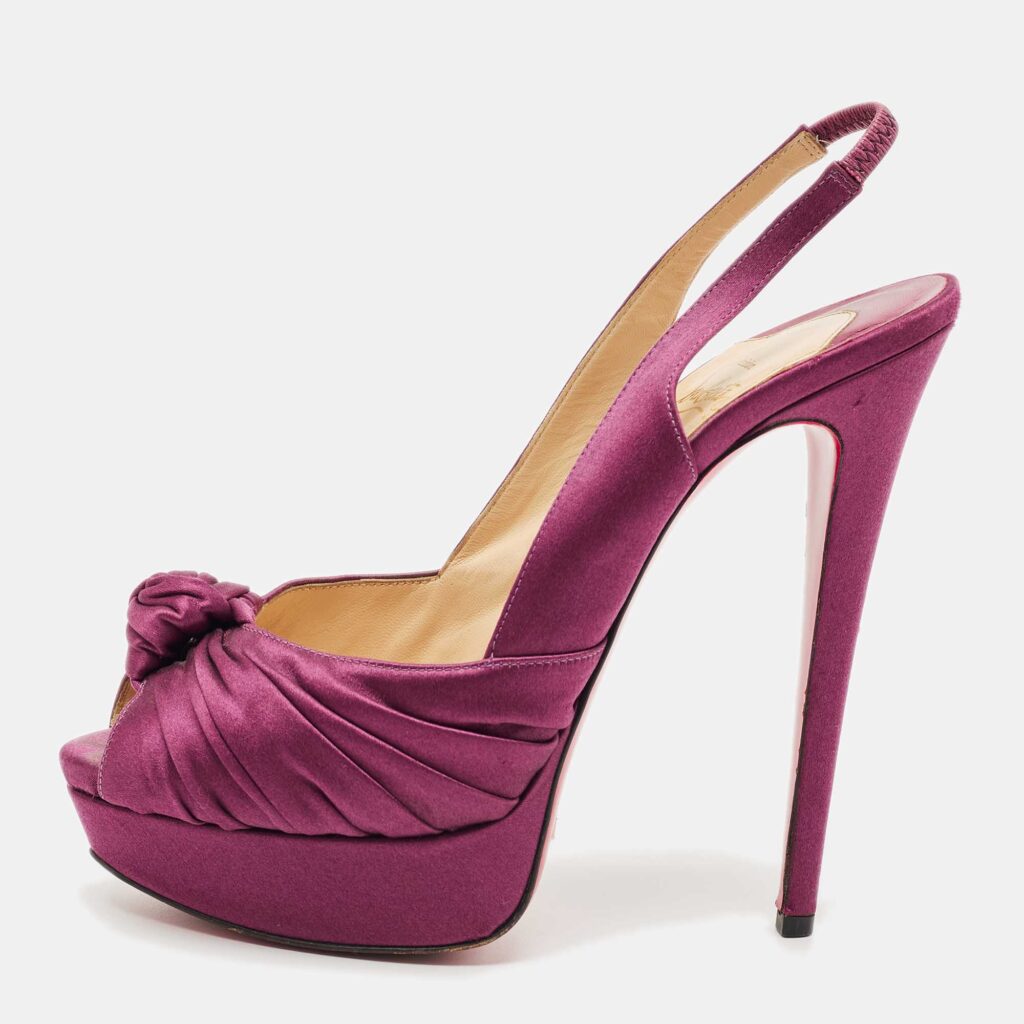 Christian Louboutin Purple Satin Jenny Slingback Pumps Size 39