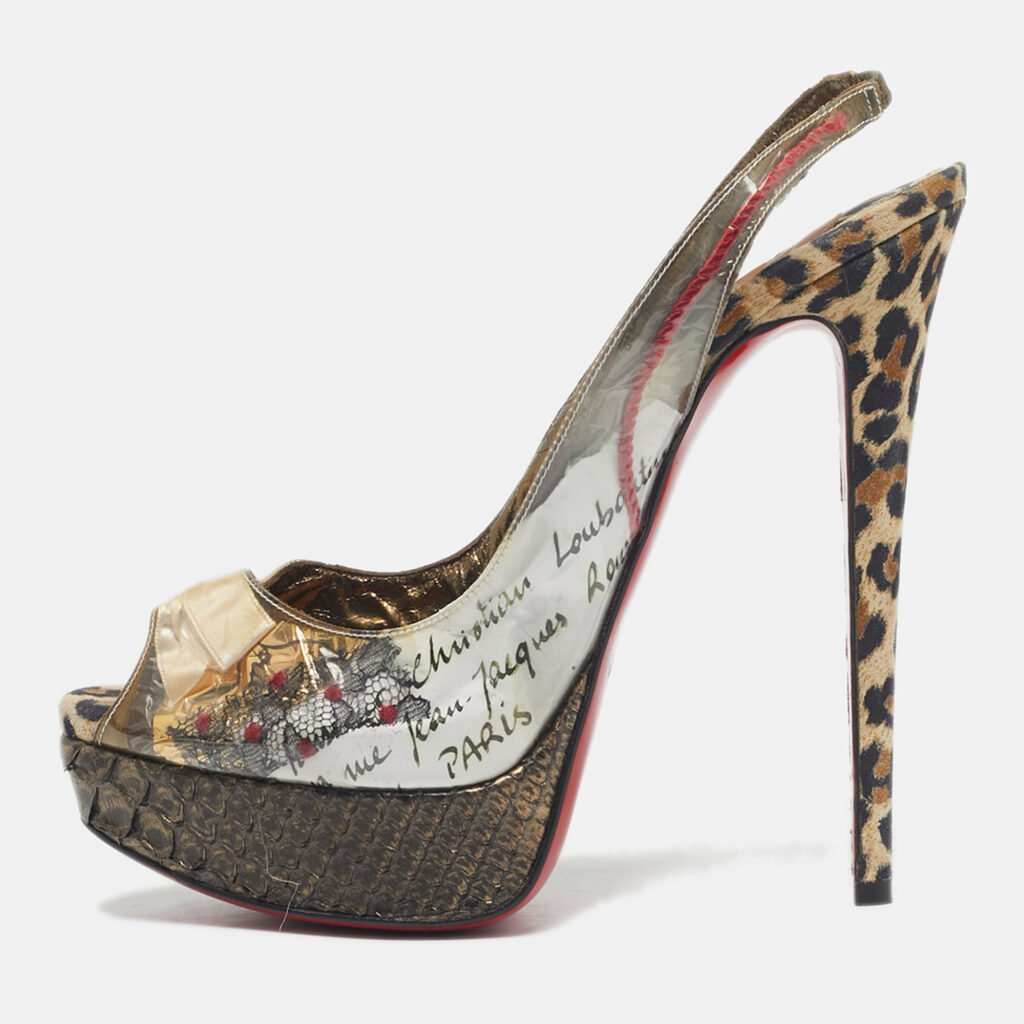 Christian Louboutin Multicolor Python Leather and PVC Eco Trash Platform Pumps Size 38.5 Christian Louboutin Multicolor Python Leather and PVC Eco Trash Platform Pumps Size 38.5