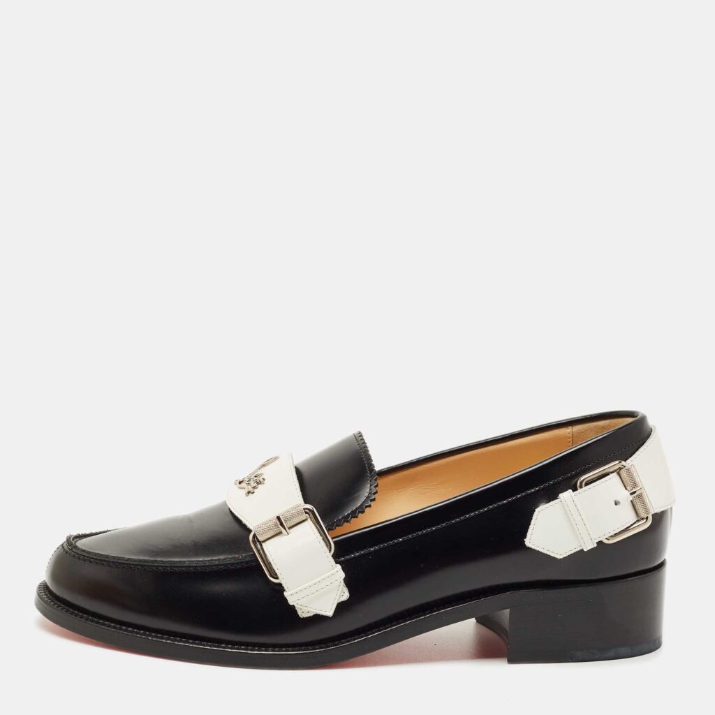 Christian Louboutin Black/White Leather Monmoc Loafers Size 40 Christian Louboutin Black/White Leather Monmoc Loafers Size 40