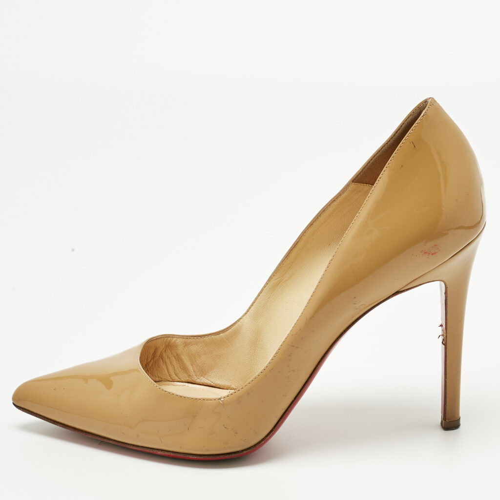 Christian Louboutin Beige Patent Leather Pigalle Pumps Size 39