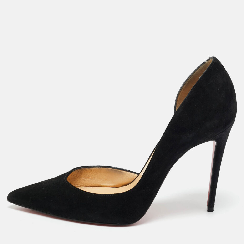Christian Louboutin Black Suede Iriza D'orsay Pointed Toe Pumps Size 36.5